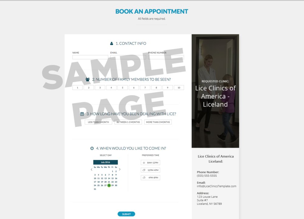 sample appointment page